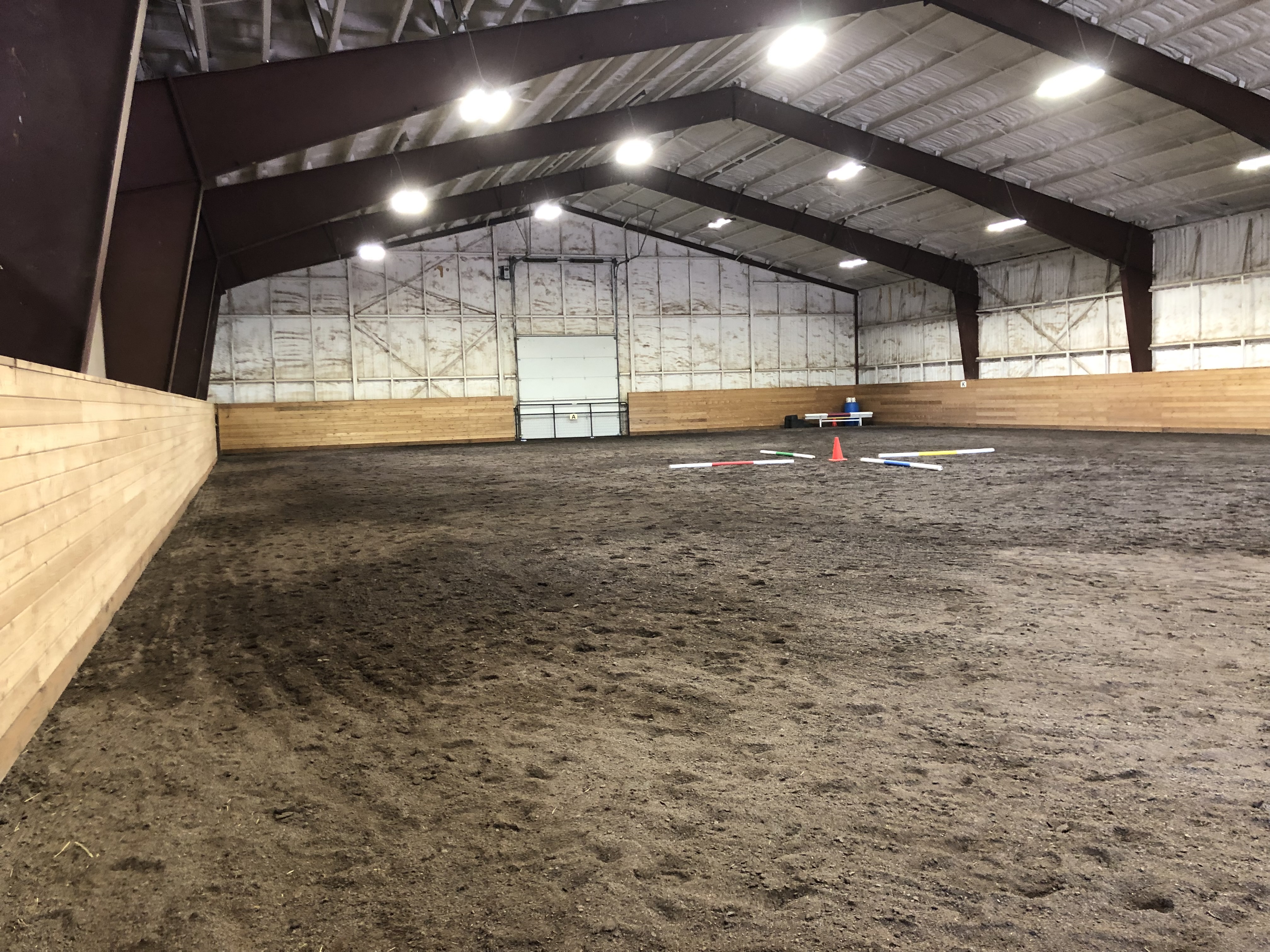 Indoor arena with training equipment